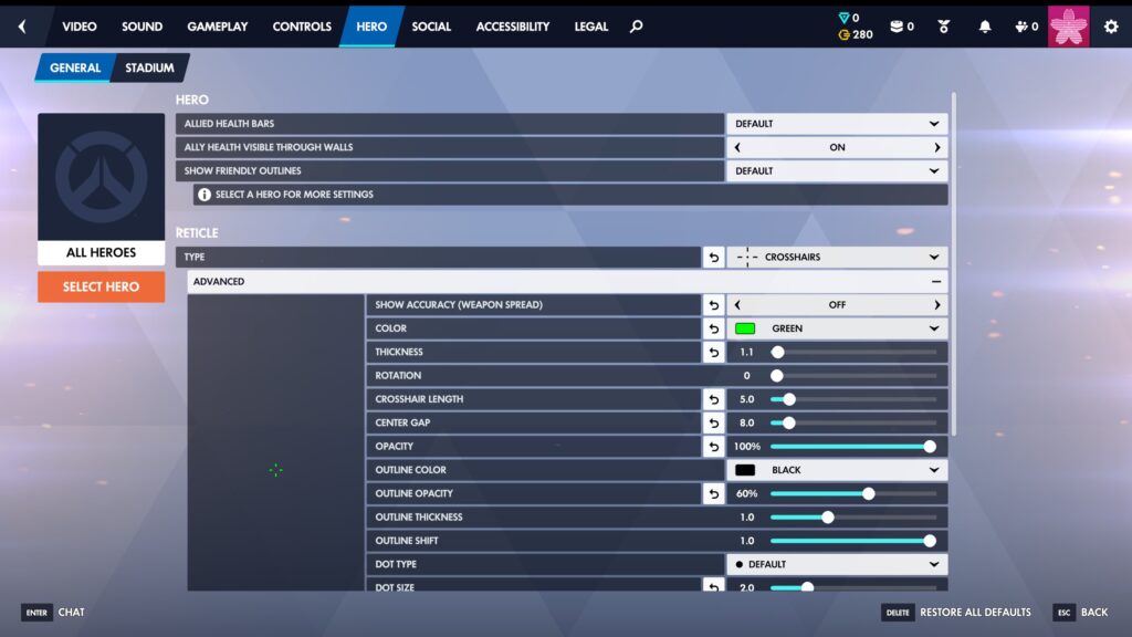 OWレティクル詳細画面