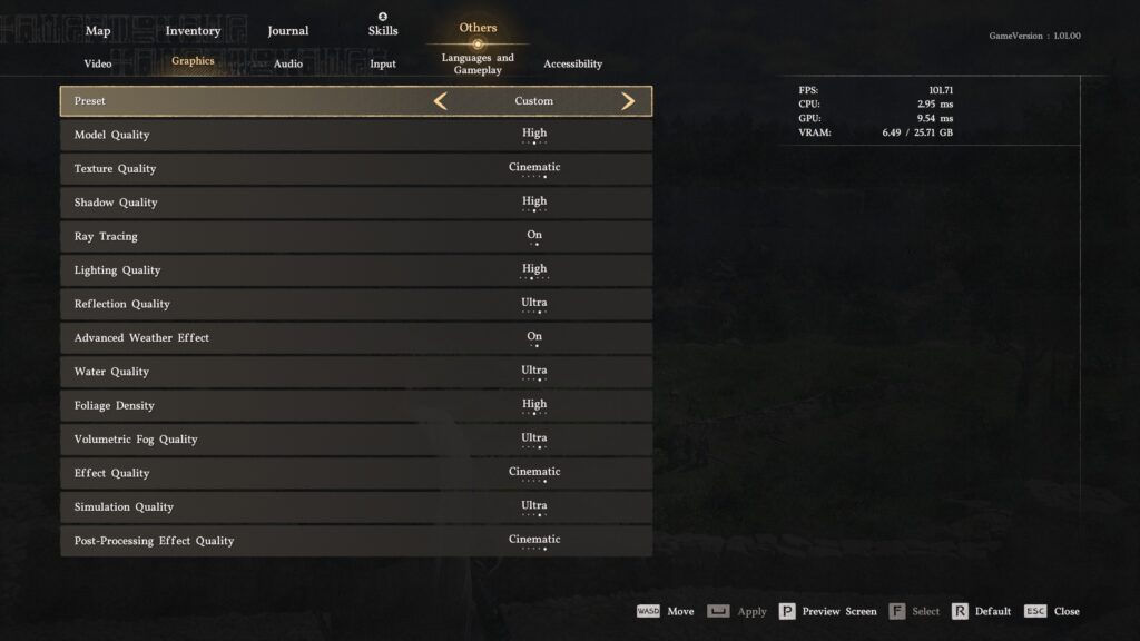 紅の砂漠PC版のおすすめグラフィック設定画面