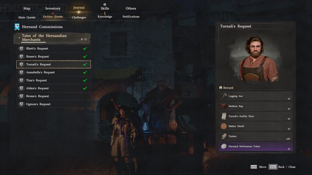 エルナンドの鍛冶屋でトルナリーの悩みを受注している画面